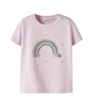 name it T-Shirt zacht roze regenboog