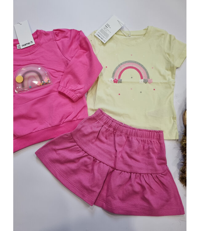 name it T-Shirt Geel Regenboog