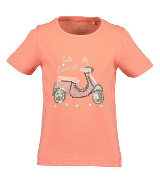 Blue Seven T-Shirt Orange Cute summer vespa