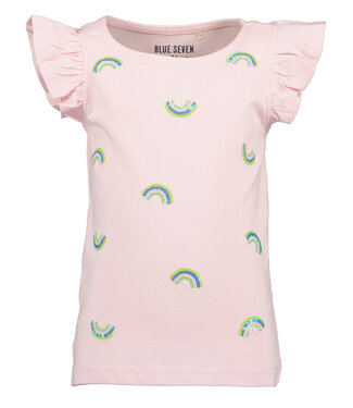 Blue Seven T-Shirt lichtroze regenboogjes paillet
