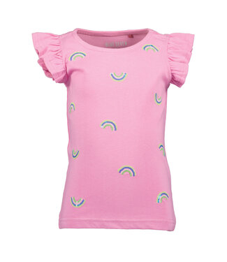 Blue Seven T-Shirt Roze Regenboogjes paillet