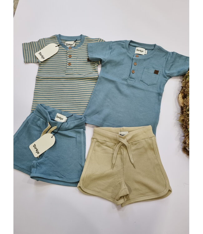 Dirkje Duopack t-shirts blauw effen en gestreept boys