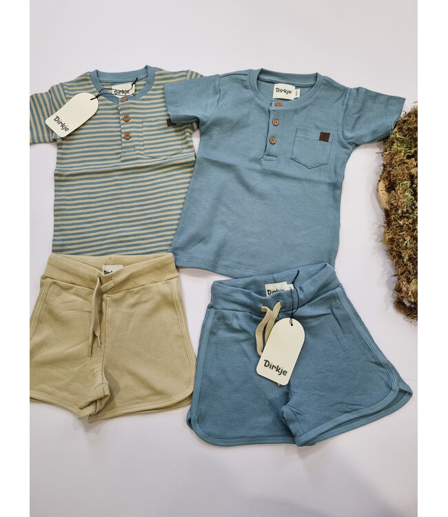 Dirkje Duopack t-shirts blauw effen en gestreept boys