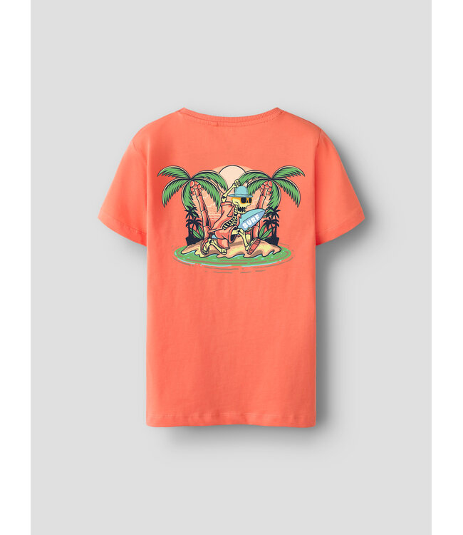 name it T-Shirt Finley Skull Peach