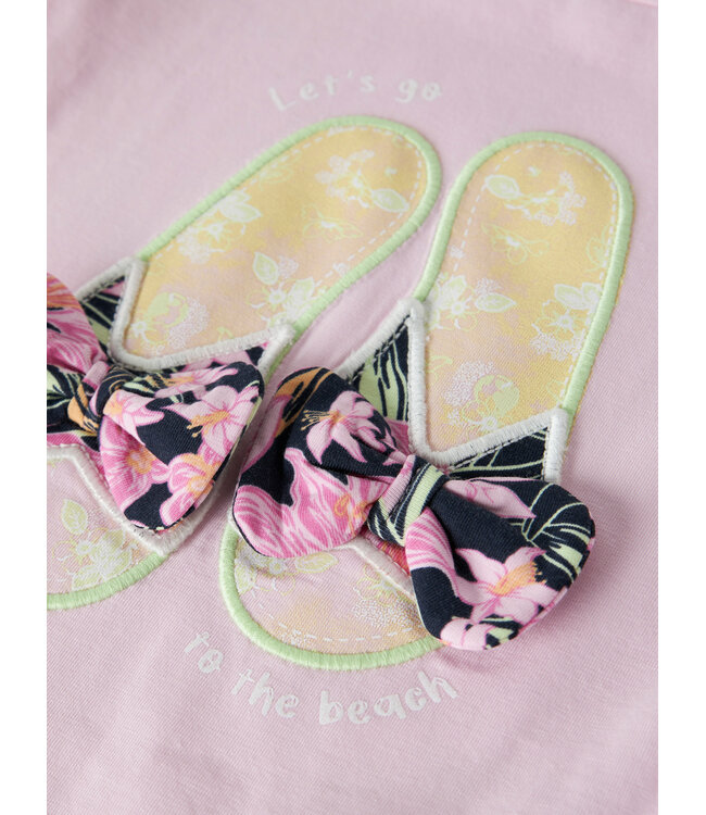 name it T-Shirt Roze strikjes schoenen