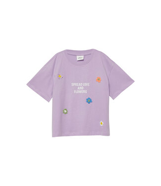 s.Oliver T-Shirt lila bloemetjes broderie