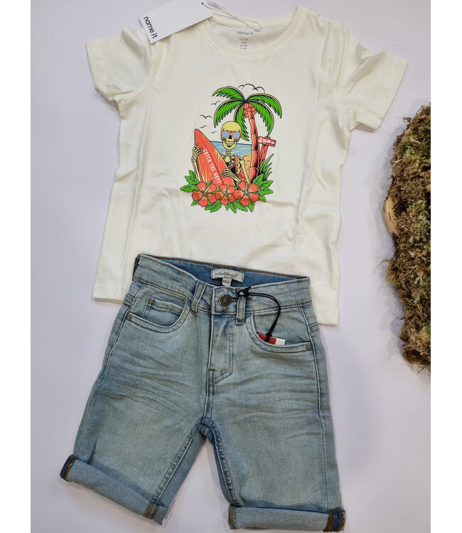 name it T-Shirt Finley Skull Ecru