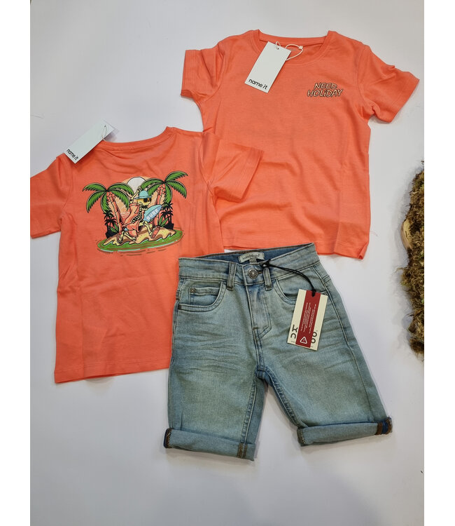 name it T-Shirt Finley Skull Peach