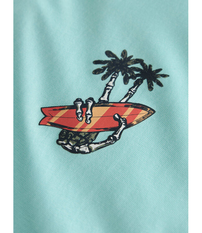 name it T-Shirt Vagno Fluo blauw Skeleton surf