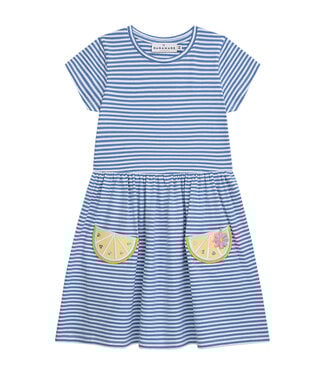 danamade Jurk Dmerle citroen blauw gestreept
