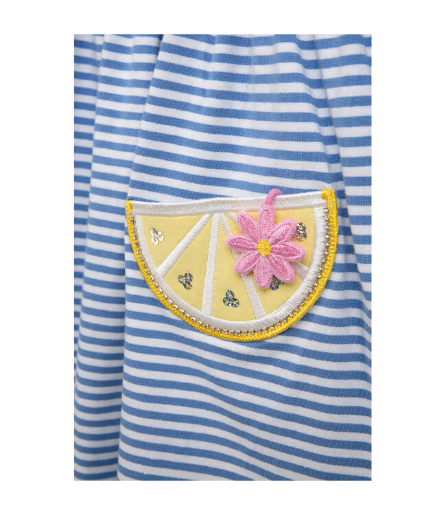 danamade Jurk Dmerle citroen blauw gestreept