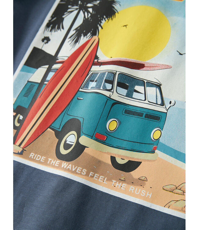 name it T-Shirt Fivil Blauw Holiday busje