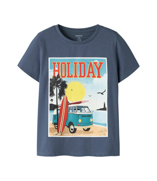 name it T-Shirt Fivil Blauw Holiday busje