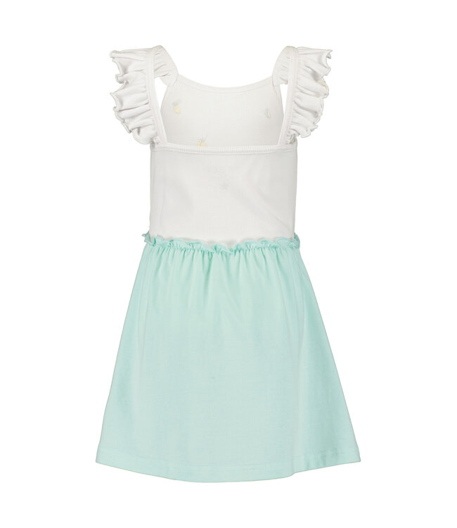 Blue Seven Jurk wit-mint mini citroen