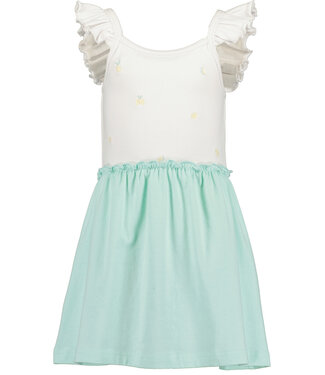 Blue Seven Jurk wit-mint mini citroen