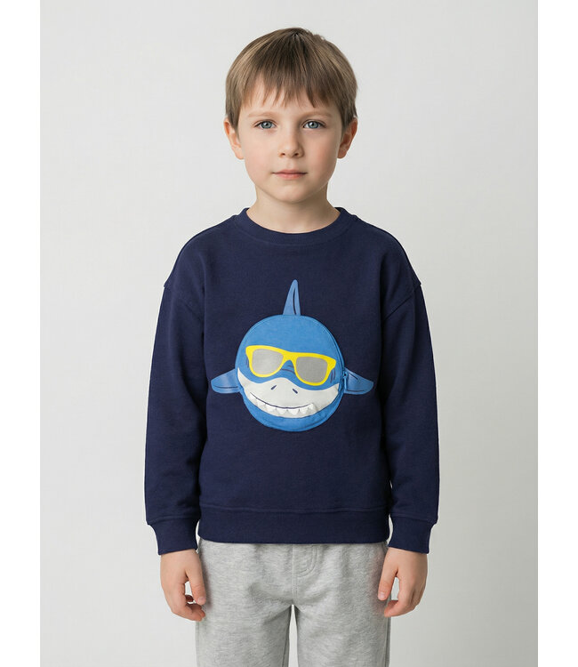 Blue Seven Sweater Donkerblauw Shark