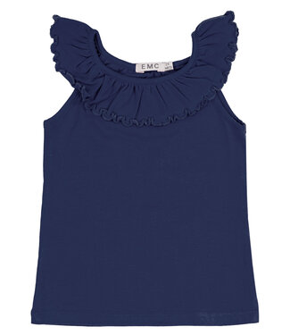 EMC Top Frilled boord Donkerblauw