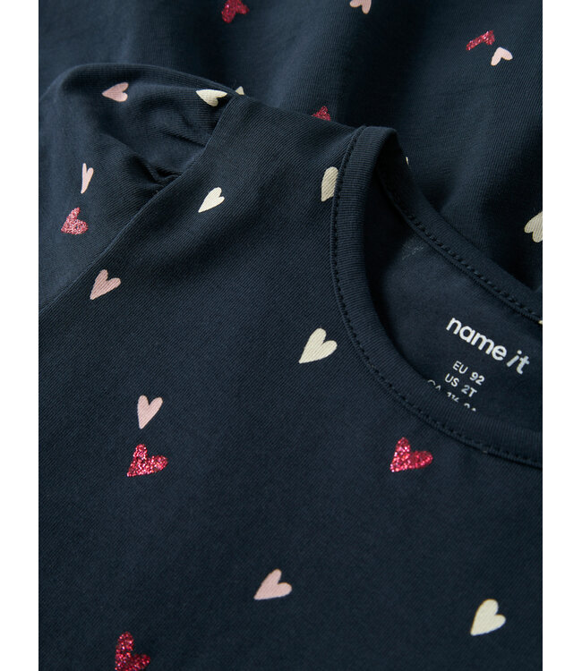 name it Jurk Filla donkerblauw hartjes