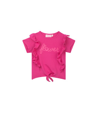 Someone T-Shirt Ester flower donkerroze met knoop