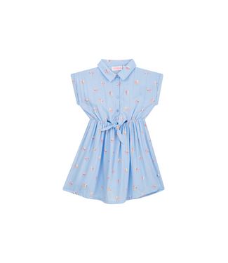 Someone Jurk Lisette lichtblauw vogels