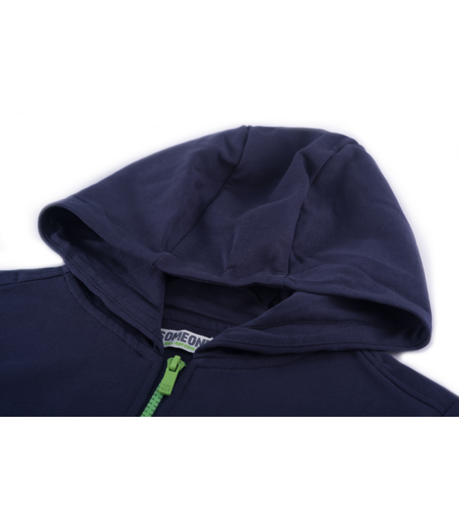 Someone Sweater met rits Joshua blauw met groen