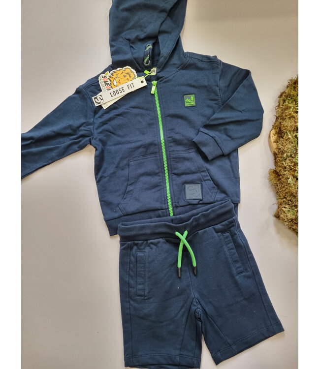 Someone Sweater met rits Joshua blauw met groen
