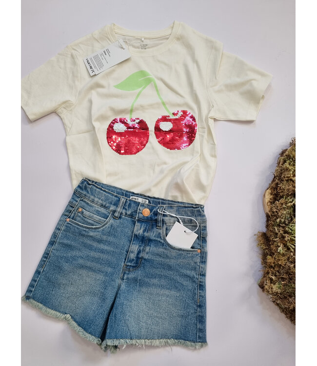 name it T-Shirt Harper kersen paillet