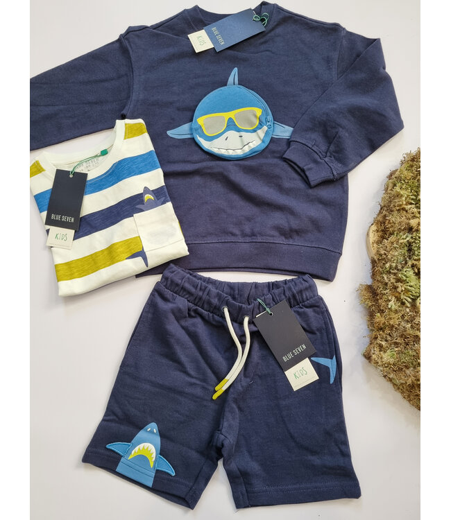 Blue Seven T-Shirt blauw gestreept shark