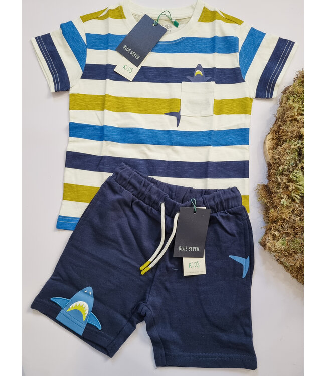 Blue Seven T-Shirt blauw gestreept shark