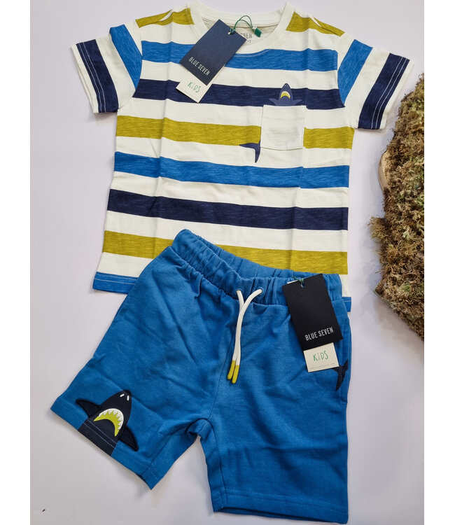 Blue Seven T-Shirt blauw gestreept shark