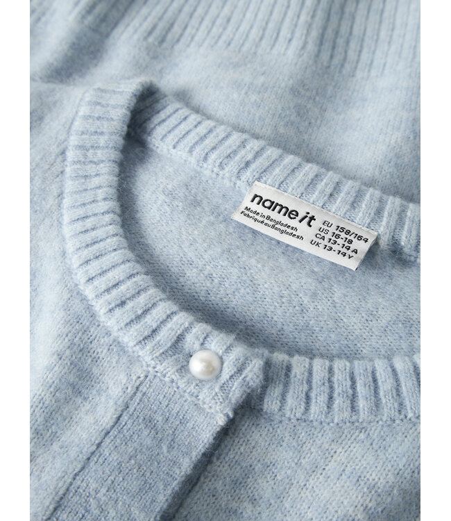 name it Cardigan lichtblauw Karin strik en parel