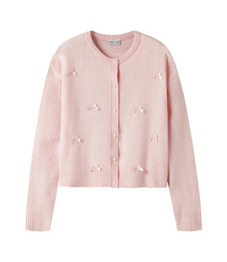 name it Cardigan roze Karin parel en strikjes