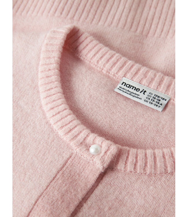 name it Cardigan roze Karin parel en strikjes