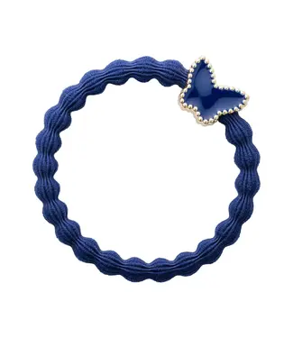 By Eloise Haar armband donkerblauw vlinder