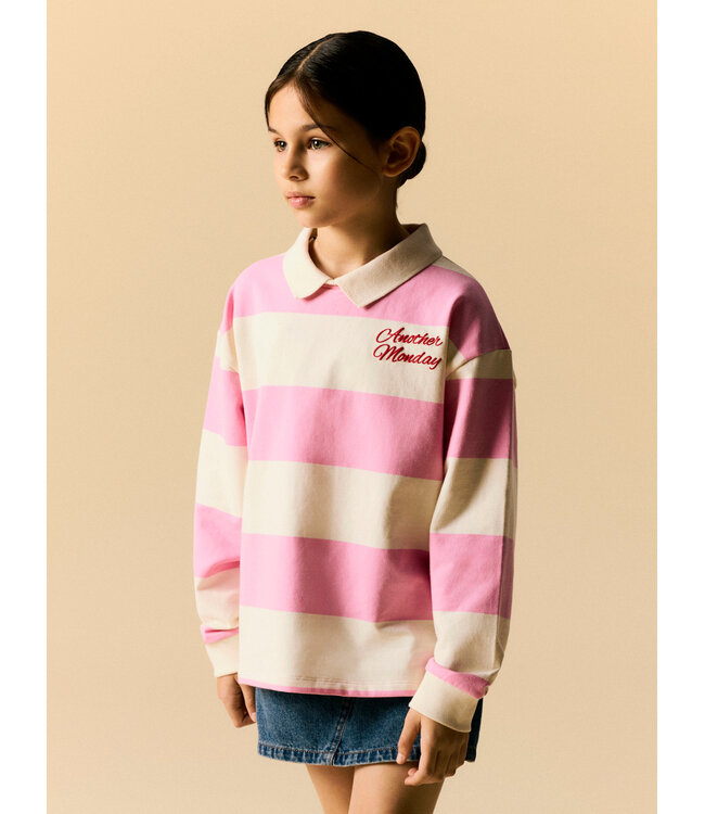 name it Polo sweat girls Flito roze gestreept