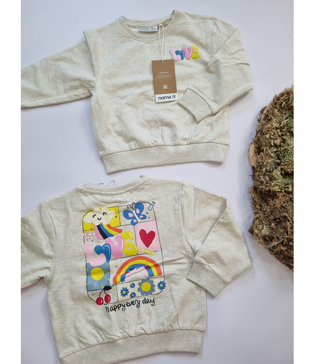 name it Sweater Love grijs melange