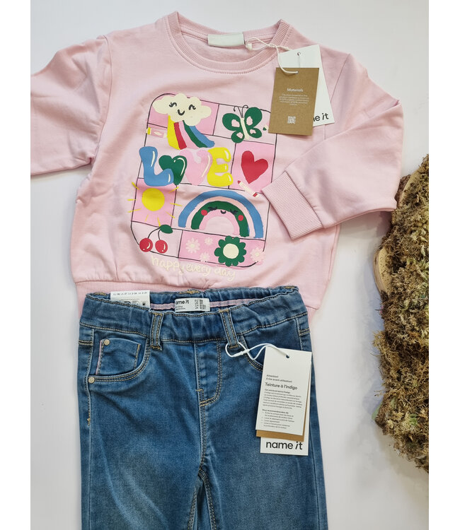 name it Sweater Love roze girls
