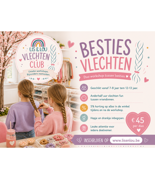 Workshop: Besties vlechten di 3nov 13u tot 14u30 (herfstvakantie)