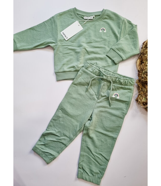 name it Jog broek Vallene Groen regenboog