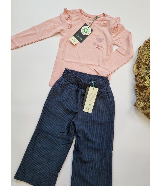 Blue Seven Wide leg donkerblauw rib