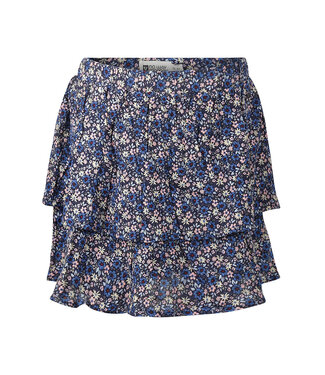 No Way Monday Rok met short autumn flowers blauw roze