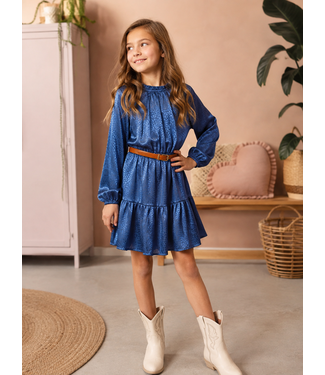 B-Nosy Dakota Dress Shiny Blue met riem
