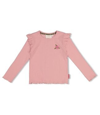 Jubel Longsleeve rib Moon Flowers lichtroze