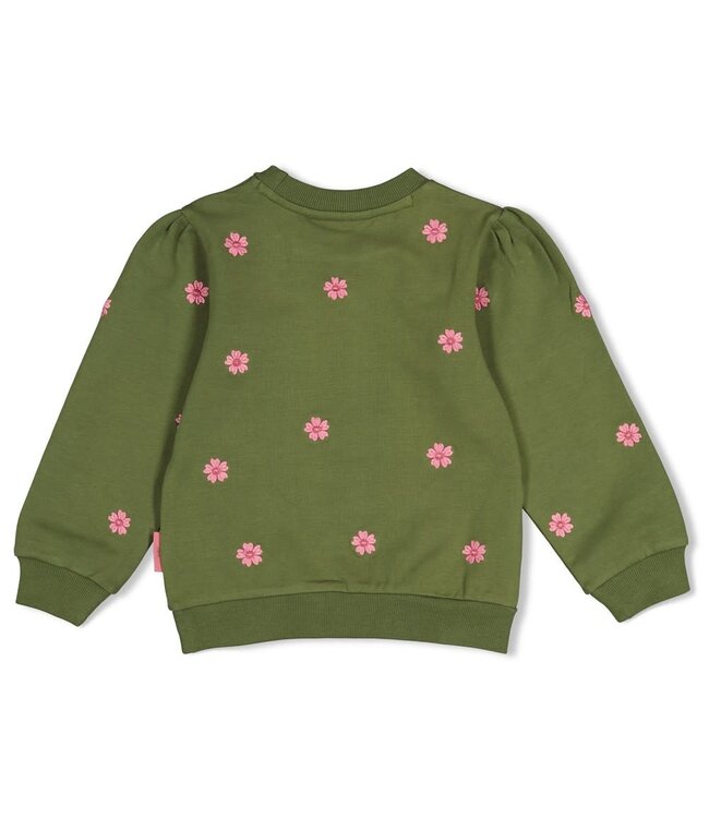 Jubel Sweater Olijf Moon Flowers