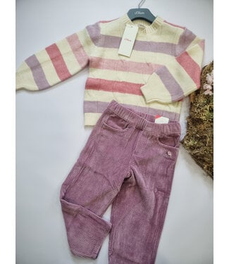 s.Oliver Broek Rib Velours roze regular fit