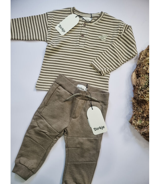 Dirkje Longsleeve gestreept beige Mini