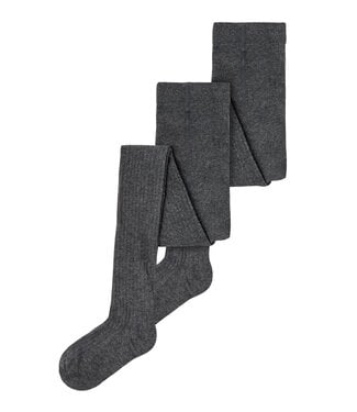 name it 2-Pack Kousenbroek Rib donkergrijs melange