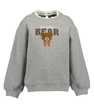 Blue Seven Trui witte kraag grijs melange bear