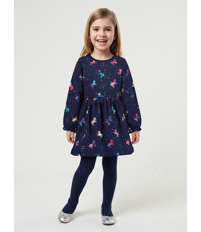 Blue Seven Jurk Unicorn donkerblauw