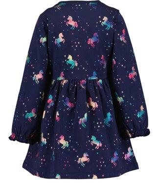 Blue Seven Jurk Unicorn donkerblauw